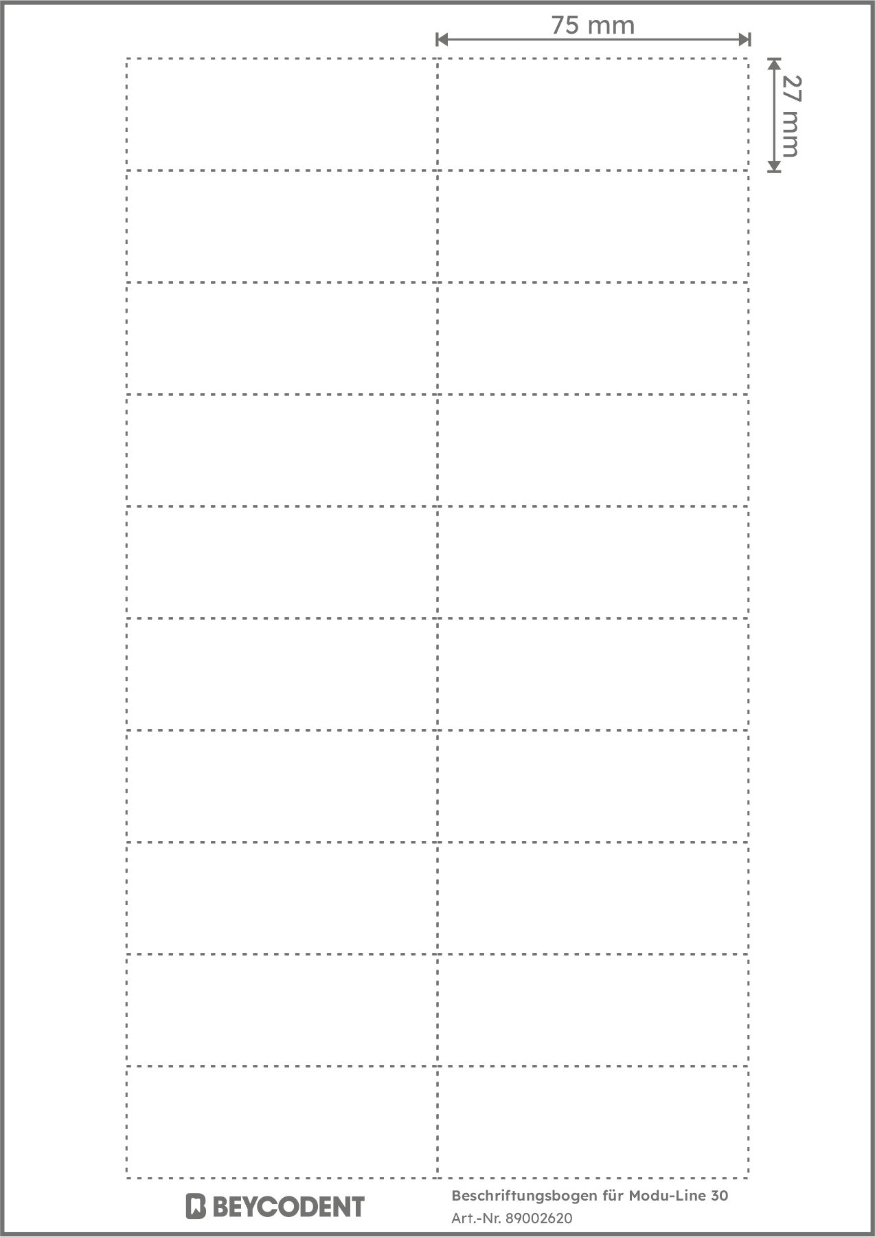 Blanko Beschriftungsbogen  für MODU-LINE 30 Namensschilder