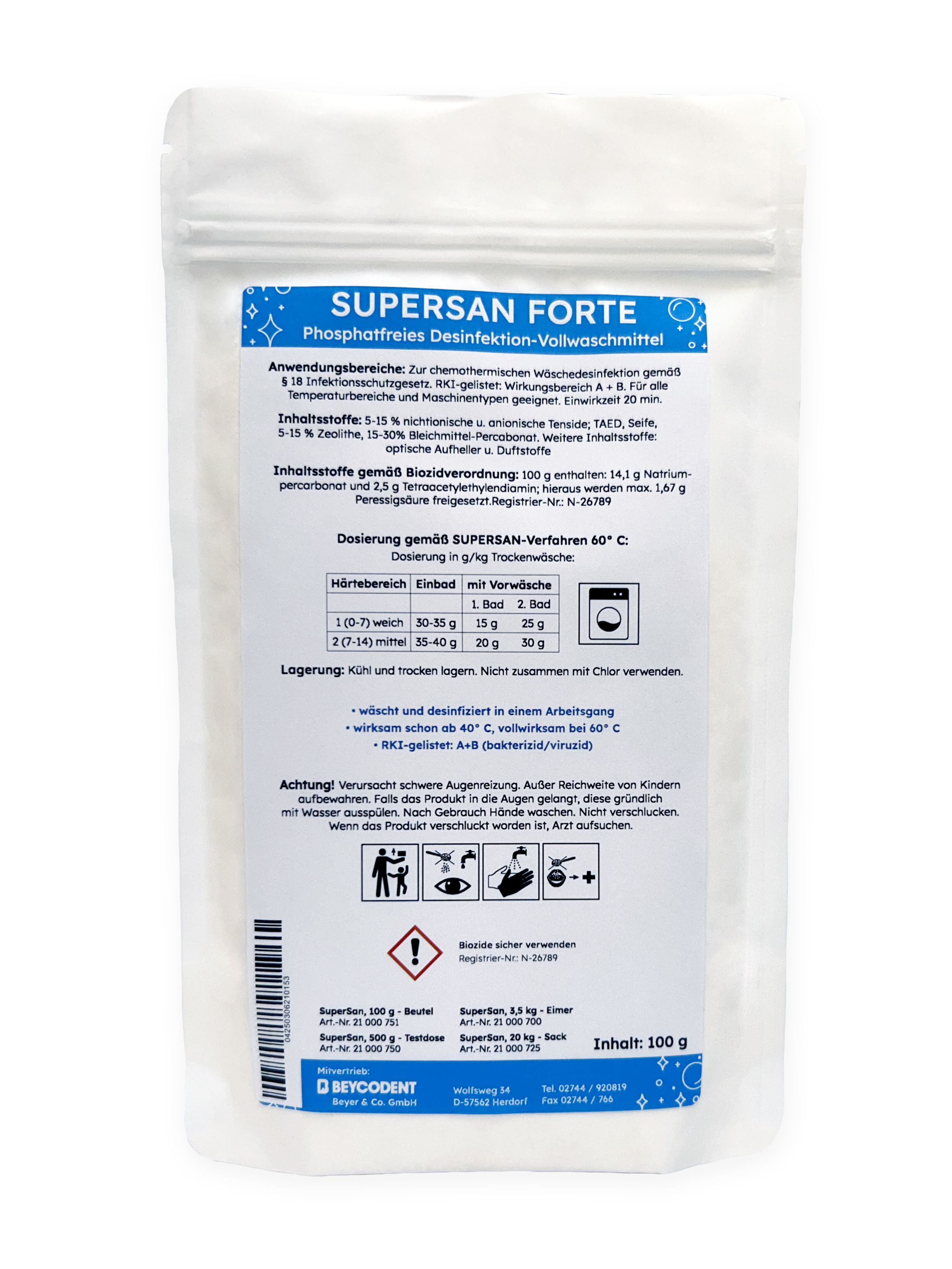 SuperSan forte Phosphatfreies Desinfektions-Vollwaschmittel 100 g