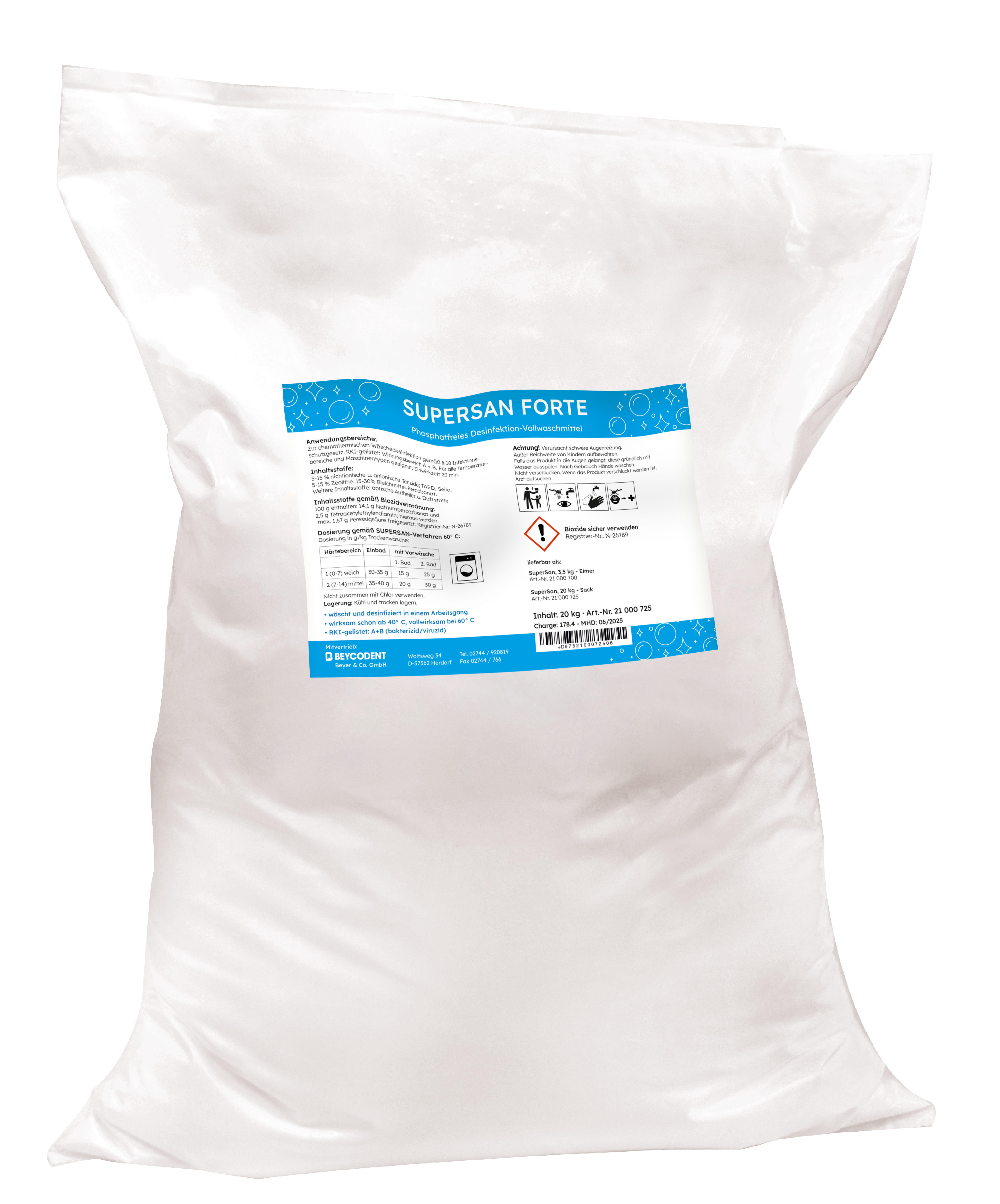 SuperSan forte Phosphatfreies Desinfektions-Vollwaschmittel 20kg